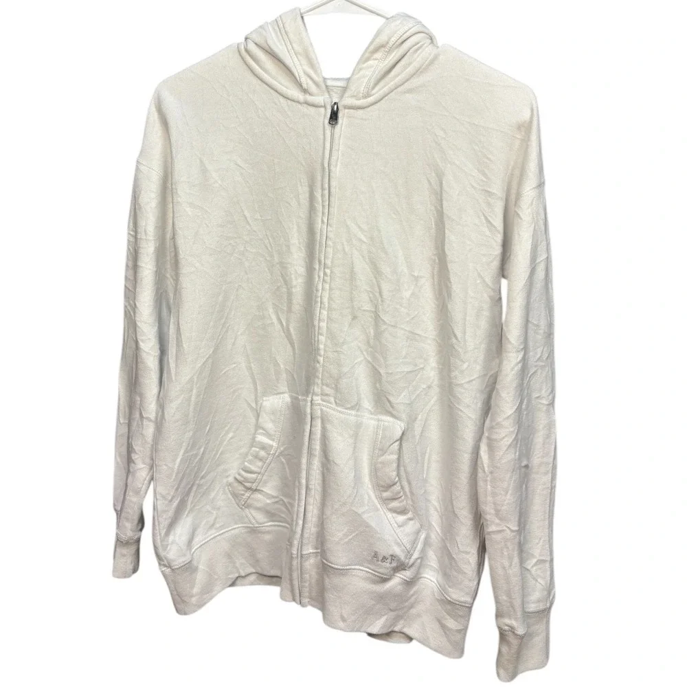Abercrombie & Fitch Kids‎ Hoodie 13/14 Full Zip Pocket Casual Cozy Jacket White
